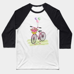 Floral Bicycle Baseball T-Shirt